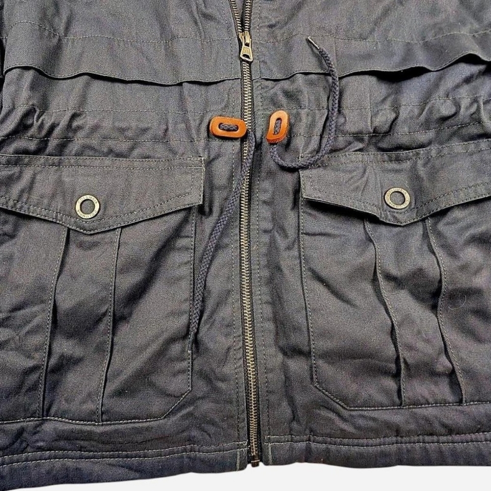Columbia navy blue vest hood and plaid lining waist cinch size L Outdoor Camping - Picture 4 of 7